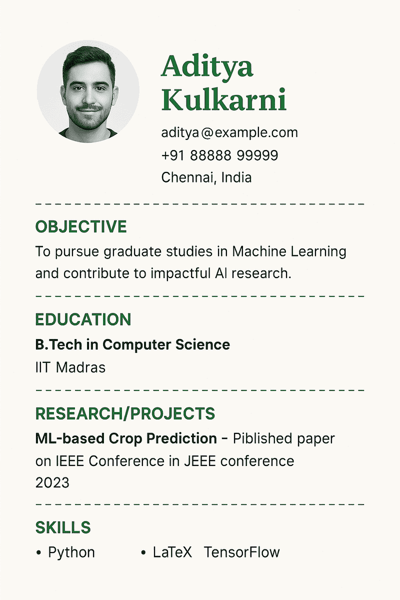 Academic CV Template
