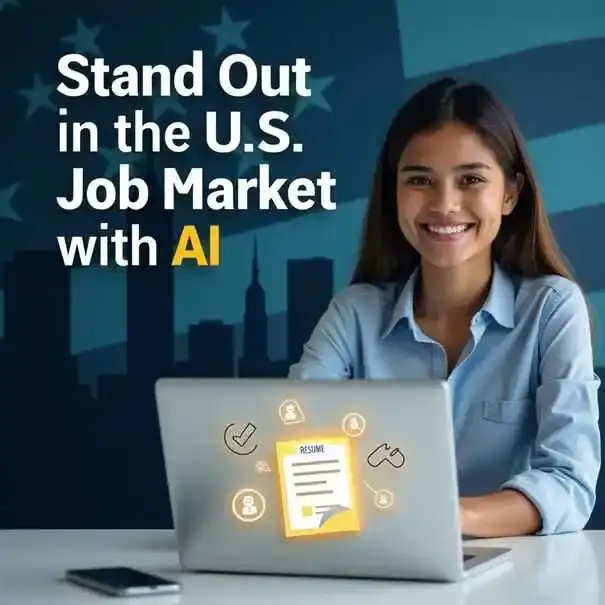 womenusing laptop smiling and build resume